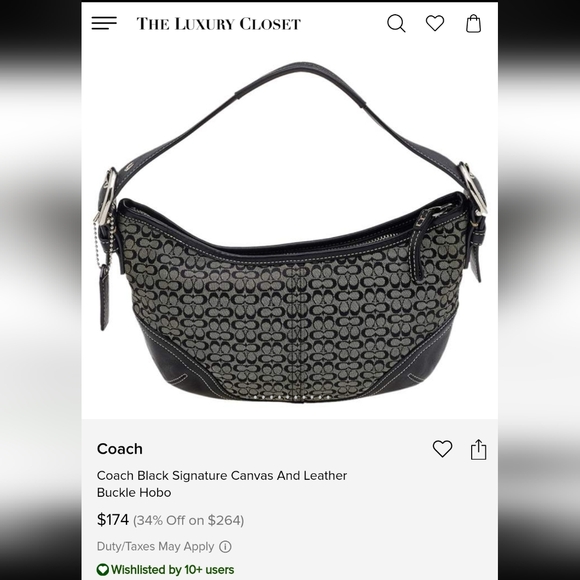 Coach Y2K Mini Bag Black Signature Canvas And Leather Buckle Hobo - Picture 14 of 14